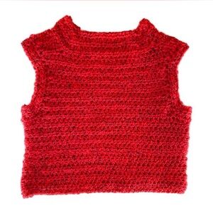 Handmade Red Knit Sleeveless Top